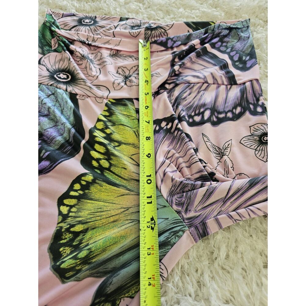 White Mark Women XL Palazzo Pants Butterfly Print Pink Wide Leg Fit Flare Boho - Picture 3 of 7